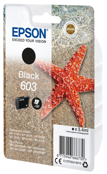 Epson 603 (Starfish) Black Ink Cartridge (C13T03U14010) 