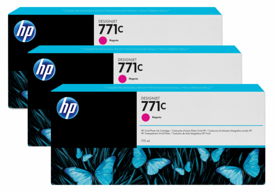 HP 771C Magenta DesignJet Ink Cartridge (3 Pack) (B6Y33A) 