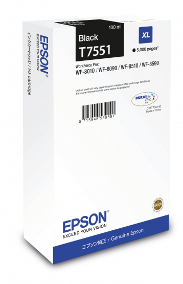 Epson T7551 XL Black Ink Cartridge - High Capacity (C13T755140) 