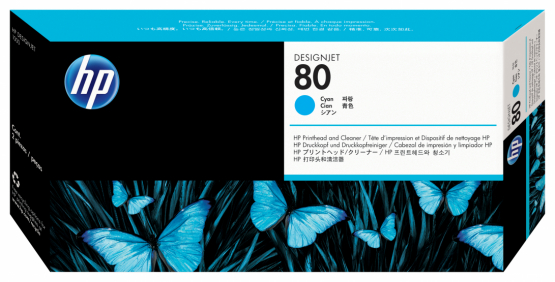 HP 80 Cyan Original Printhead and Printhead Cleaner Kit (C4821A) 