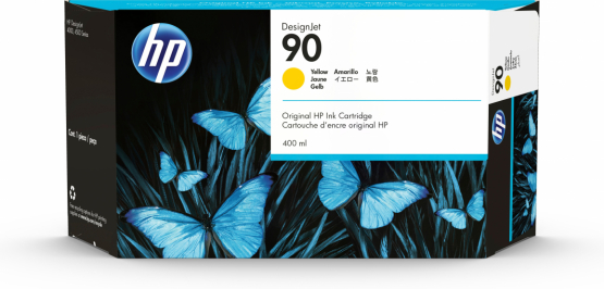 HP 90 Yellow DesignJet Ink Cartridges (3 Pack) (C5085A) 