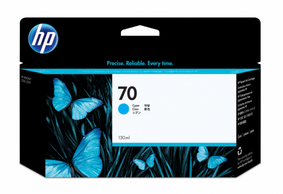 HP 70 Cyan Original DesignJet Ink Cartridge (C9452A) 