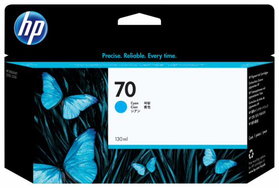 HP 70 Cyan Original DesignJet Ink Cartridge (C9452A) 