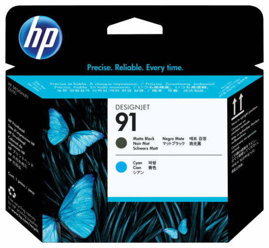 HP 91 Matte Black and Cyan Original DesignJet Printhead (C9460A) 