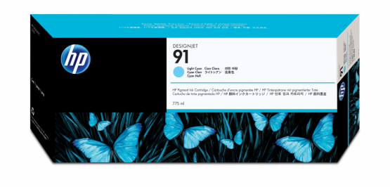 HP 91 Light Cyan Original DesignJet Pigment Ink Cartridge (C9470A) 