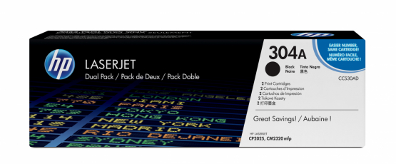 HP 304A Black Original Toner Cartridge (2-Pack)(CC530AD) 