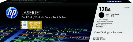 HP 128A Black Original Toner Cartridge (2 Pack) (CE320AD) 