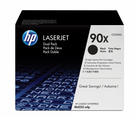 HP 90X Black Original Toner Cartridge (2 Pack) - High Capacity (CE390XD) 