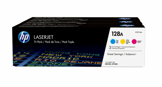 HP 128A Original Toner Cartridge Multi-Pack - Cyan,Magenta, Yellow (CF371AM) 