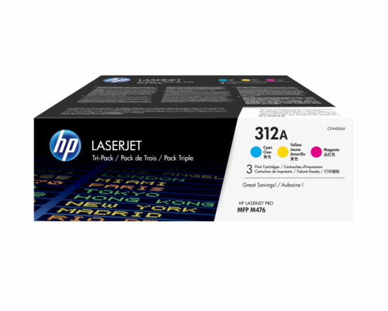 HP 312A Tri Colour Original Toner Cartridge - Cyan, Magenta, Yellow (CF440AM) 