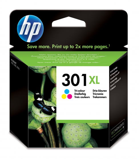 HP 301XL High Yield Tri-Colour Original Ink Cartridge - Cyan, Magenta, Yellow (CH564EE) 