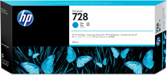 HP 728 Cyan Original DesignJet Ink Cartridge - Extra High Capacity (F9K17A) 