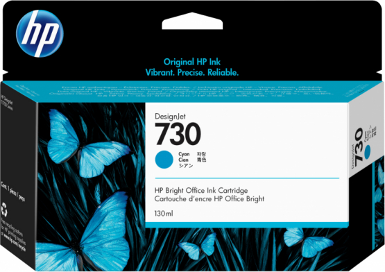 HP 730 Cyan Original DesignJet Ink Cartridge (P2V62A) 