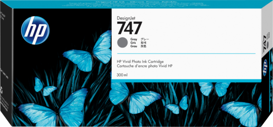 HP 747 Gray Original DesignJet Ink Cartridge (P2V86A) 