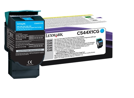 Lexmark C544, X544 Original Cyan Return Program Toner Cartridge -Extra High Capacity (C544X1CG) 