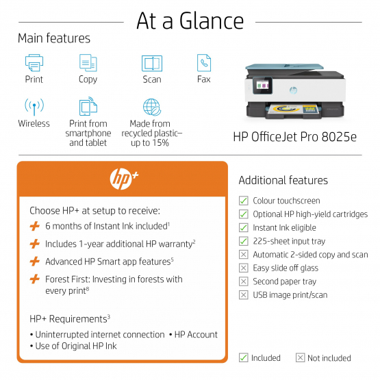 HP OfficeJet Pro 8025e Inkjet Printer (229W9B#687) 