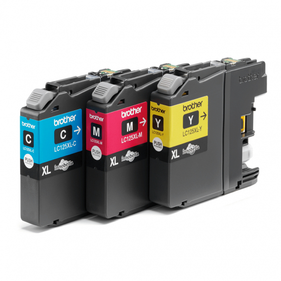 Brother LC-125XL Ink Cartridges Tri-Colour Cyan, Magenta, Yellow - High Capacity (LC125XLRBWBP) 