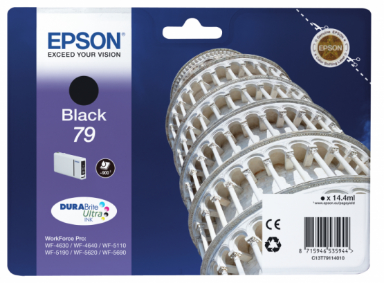 Epson 79 (Tower of Pisa) Black Ink Cartridge - DURABrite Ultra Ink (C13T79114010) 